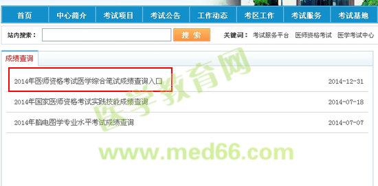 2014年助理/执业医师考试成绩查询入口