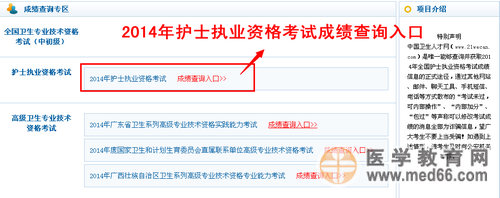 2014年护士执业资格考试成绩查询方法