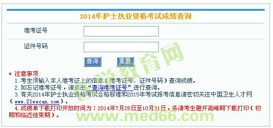 2014护士资格考试准考证打印时间